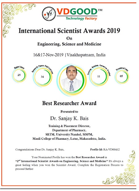 International Scientist Award 2019