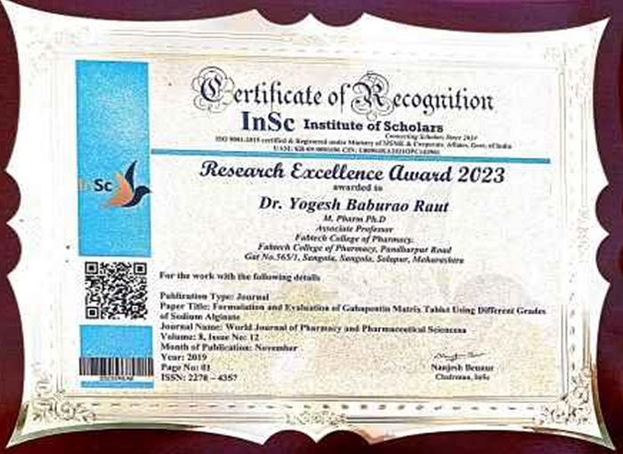 Research Excellance Award 